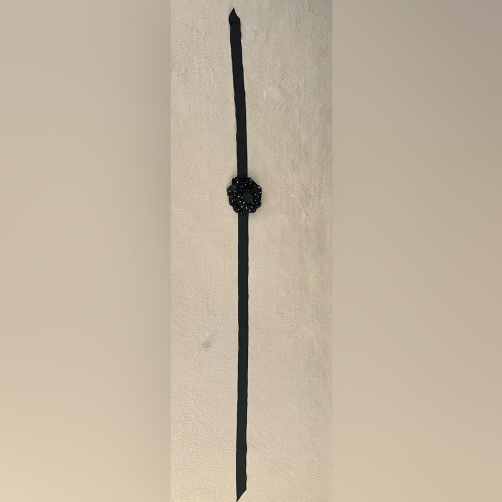 NWT WHBM Black Polka Dot Flower Sash Belt - Picture 5 of 6